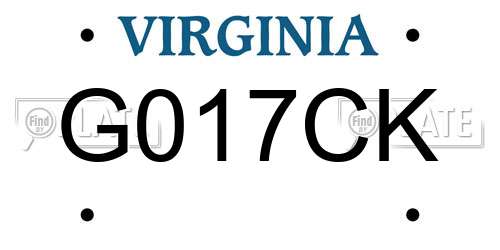G017CK Virginia License Plate