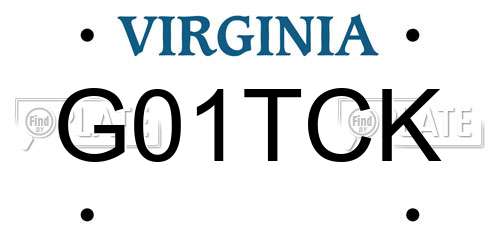 G01TCK Virginia License Plate
