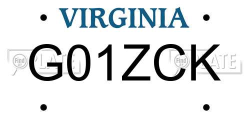 G01ZCK Virginia License Plate