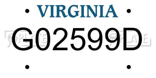 G02599D Virginia License Plate