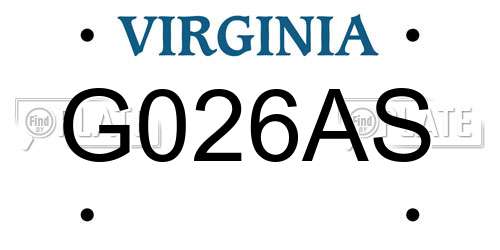 G026AS Virginia License Plate