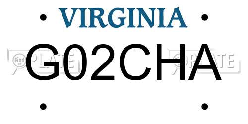 G02CHA Virginia License Plate