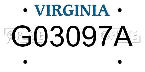 G03097A Virginia License Plate