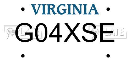 G04XSE Virginia License Plate