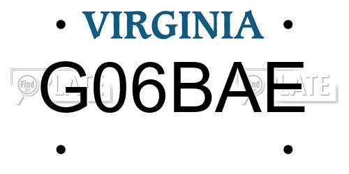 G06BAE Virginia License Plate