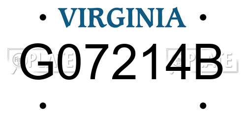 G07214B Virginia License Plate