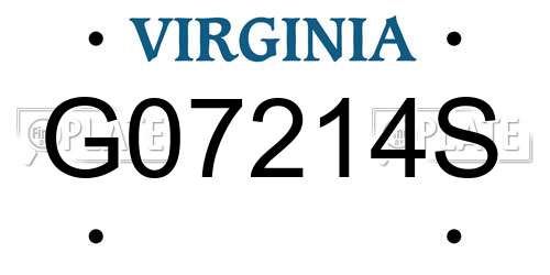 G07214S Virginia License Plate