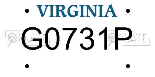 G0731P Virginia License Plate