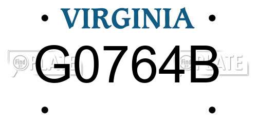 G0764B Virginia License Plate