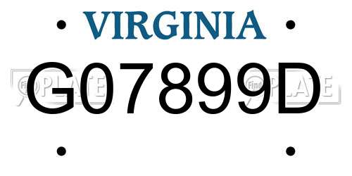 G07899D Virginia License Plate