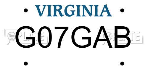 G07GAB Virginia License Plate