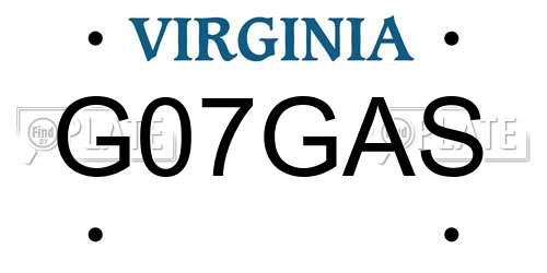 G07GAS Virginia License Plate