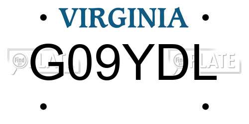 G09YDL Virginia License Plate