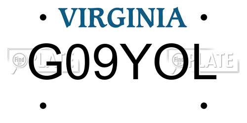 G09YOL Virginia License Plate