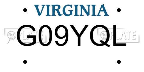 G09YQL Virginia License Plate