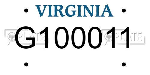 G100011 Virginia License Plate