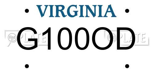G100OD Virginia License Plate