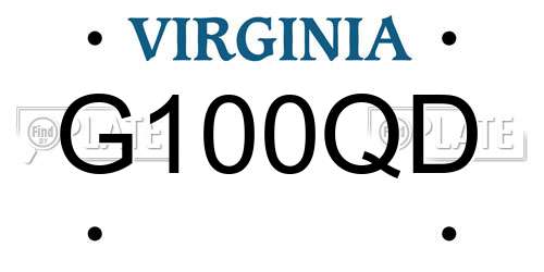 G100QD Virginia License Plate