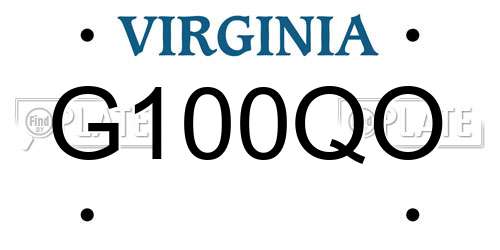 G100QO Virginia License Plate