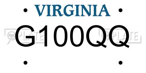 G100QQ Virginia License Plate