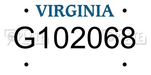 G102068 Virginia License Plate