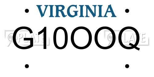 G10OOQ Virginia License Plate