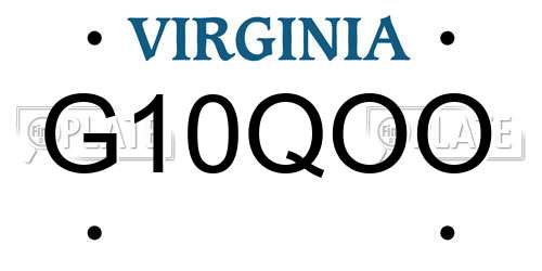 G10QOO Virginia License Plate