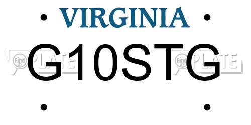 G10STG Virginia License Plate