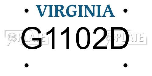 G1102D Virginia License Plate