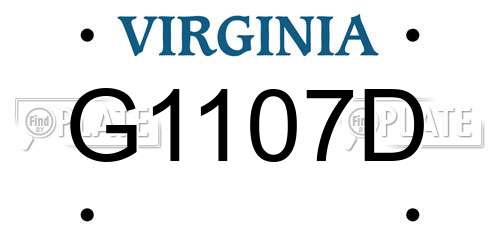 G1107D Virginia License Plate