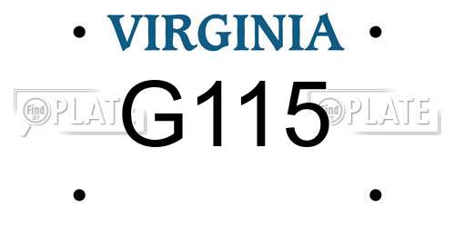 G115 Virginia License Plate