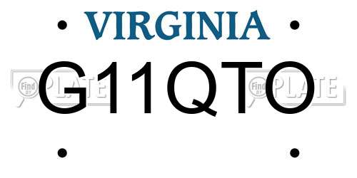 G11QTO Virginia License Plate