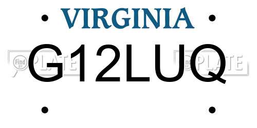 G12LUQ Virginia License Plate