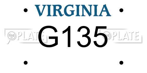 G135 Virginia License Plate