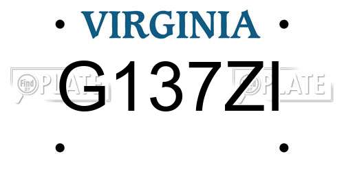 G137ZI Virginia License Plate