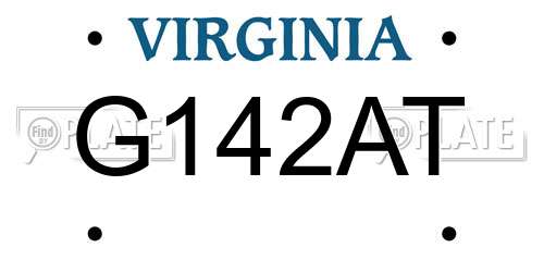 G142AT Virginia License Plate
