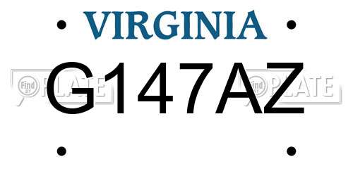 G147AZ Virginia License Plate