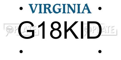 G18KID Virginia License Plate