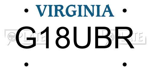 G18UBR Virginia License Plate