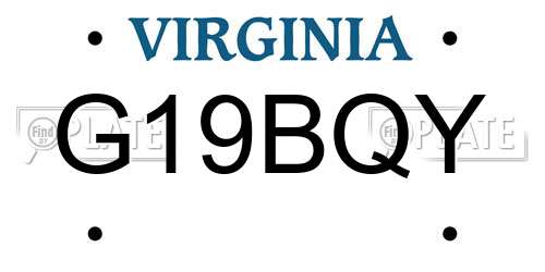 G19BQY Virginia License Plate