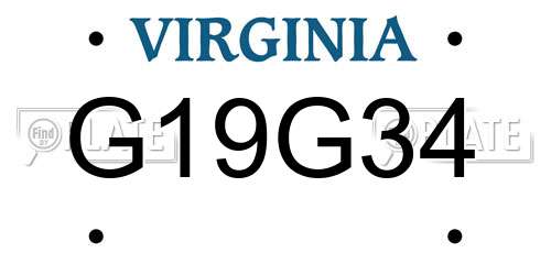 G19G34 Virginia License Plate
