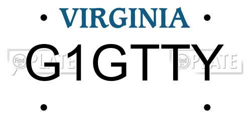 G1GTTY Virginia License Plate