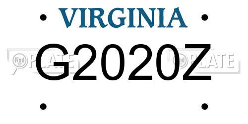 G2020Z Virginia License Plate