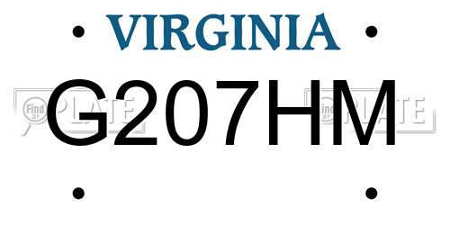 G207HM Virginia License Plate