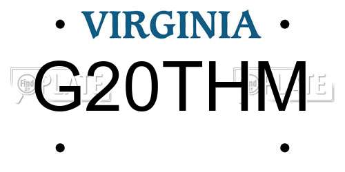 G20THM Virginia License Plate