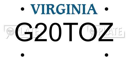 G20TOZ Virginia License Plate