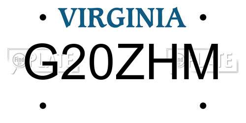 G20ZHM Virginia License Plate