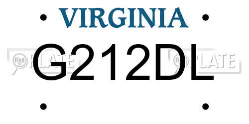 G212DL Virginia License Plate