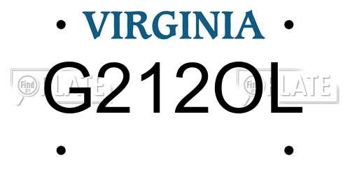 G212OL Virginia License Plate