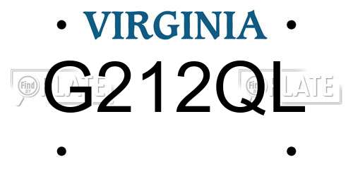 G212QL Virginia License Plate
